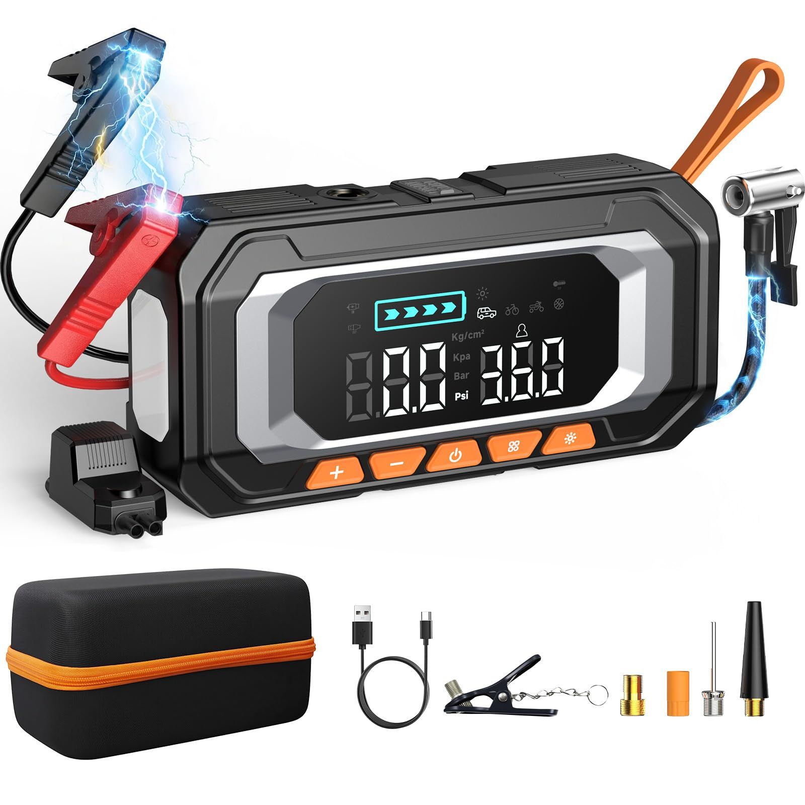 D☆ジャンプスターター & 電動空気入れ 【プロ監修・8000Aピーク電流