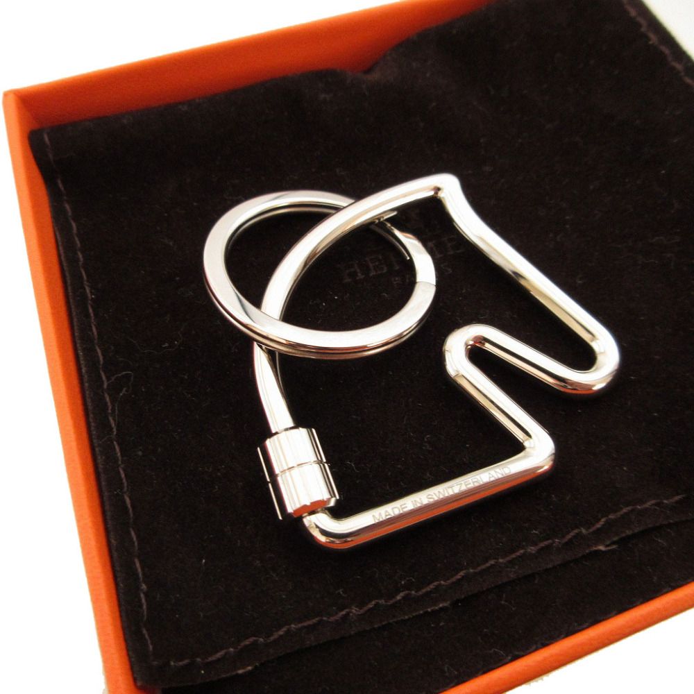 未使用 エルメス シュヴァル 馬 ホース メタル シルバー キーリング