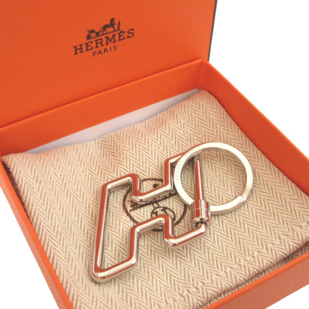 未使用 エルメス Hトゥスピード メタル シルバー キーリング