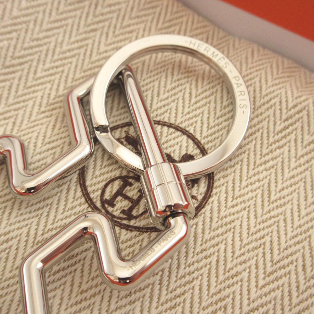 未使用 エルメス Hトゥスピード メタル シルバー キーリング