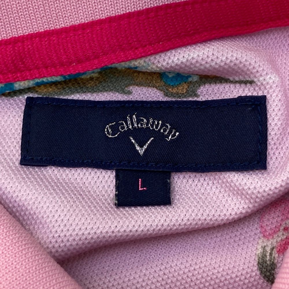 サイズ：L CALLAWAY キャロウェイ 半袖ポロシャツ フラミンゴ柄 ピンク