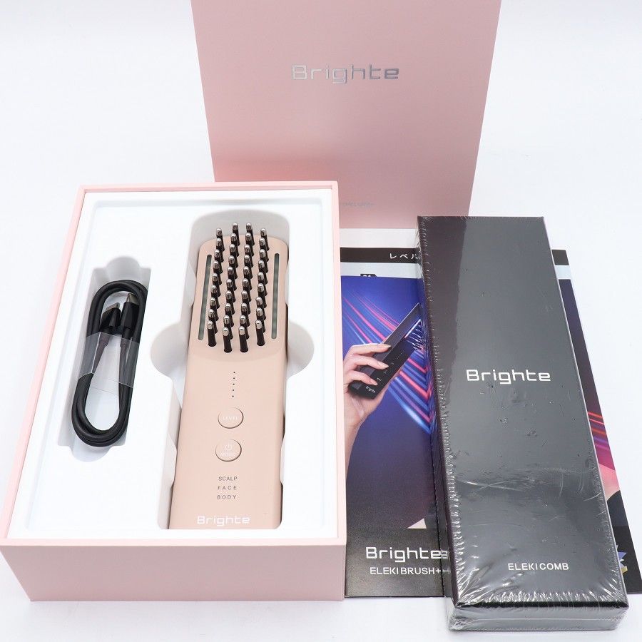 美品】Brighte ELEKI BRUSH+ BRT-FSB180 ピンク エレキコーム付 美顔器