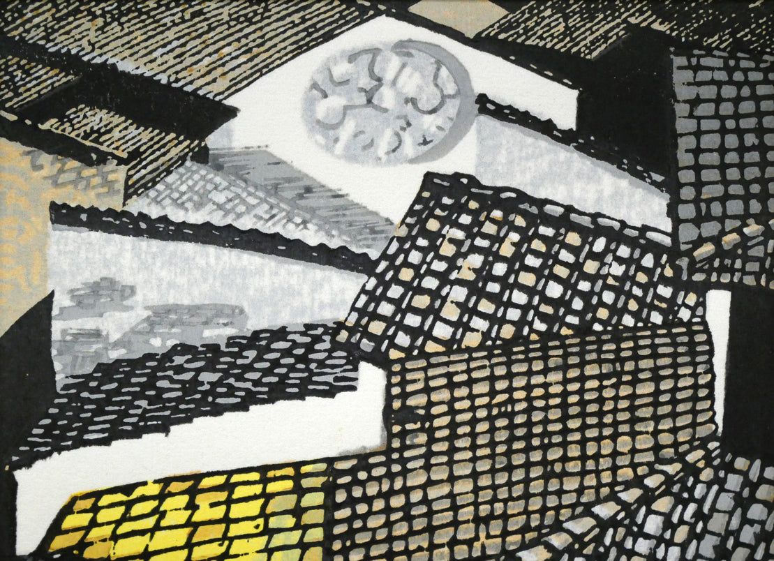 関野 準一郎「フィレンツェの甍」木版画 国画会会員 日本版画協会会員