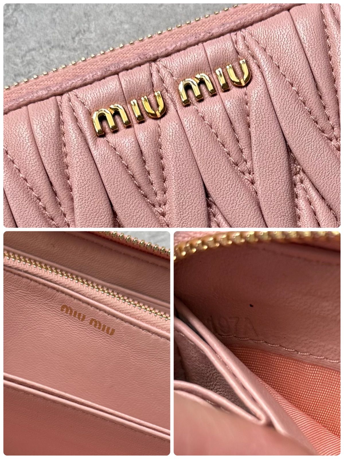 MIU MIU ミュウミュウ マテラッセ ラウンドファスナー長財布 レザー