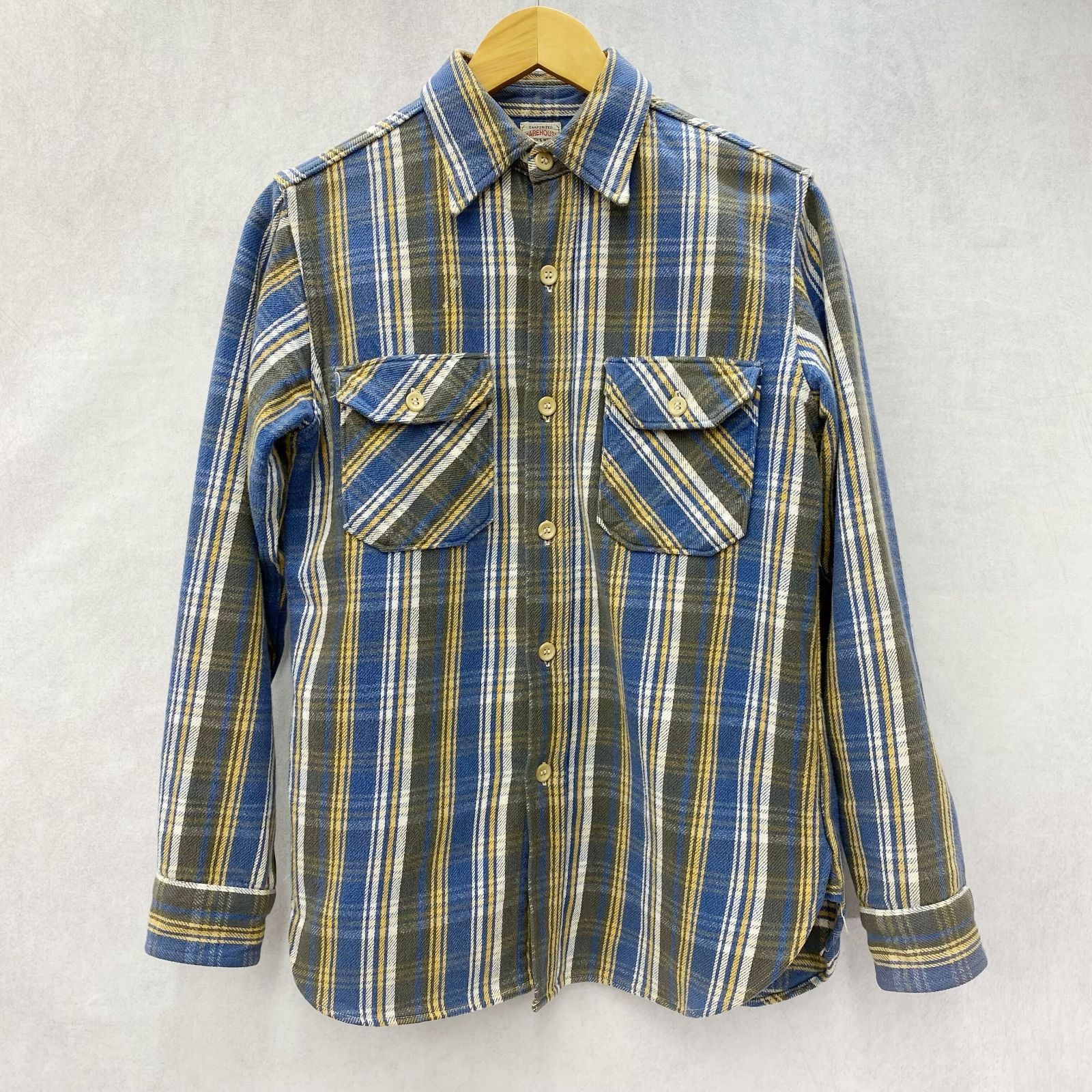 WAREHOUSE チェック ネルシャツ 長袖シャツ S ブルー メンズ