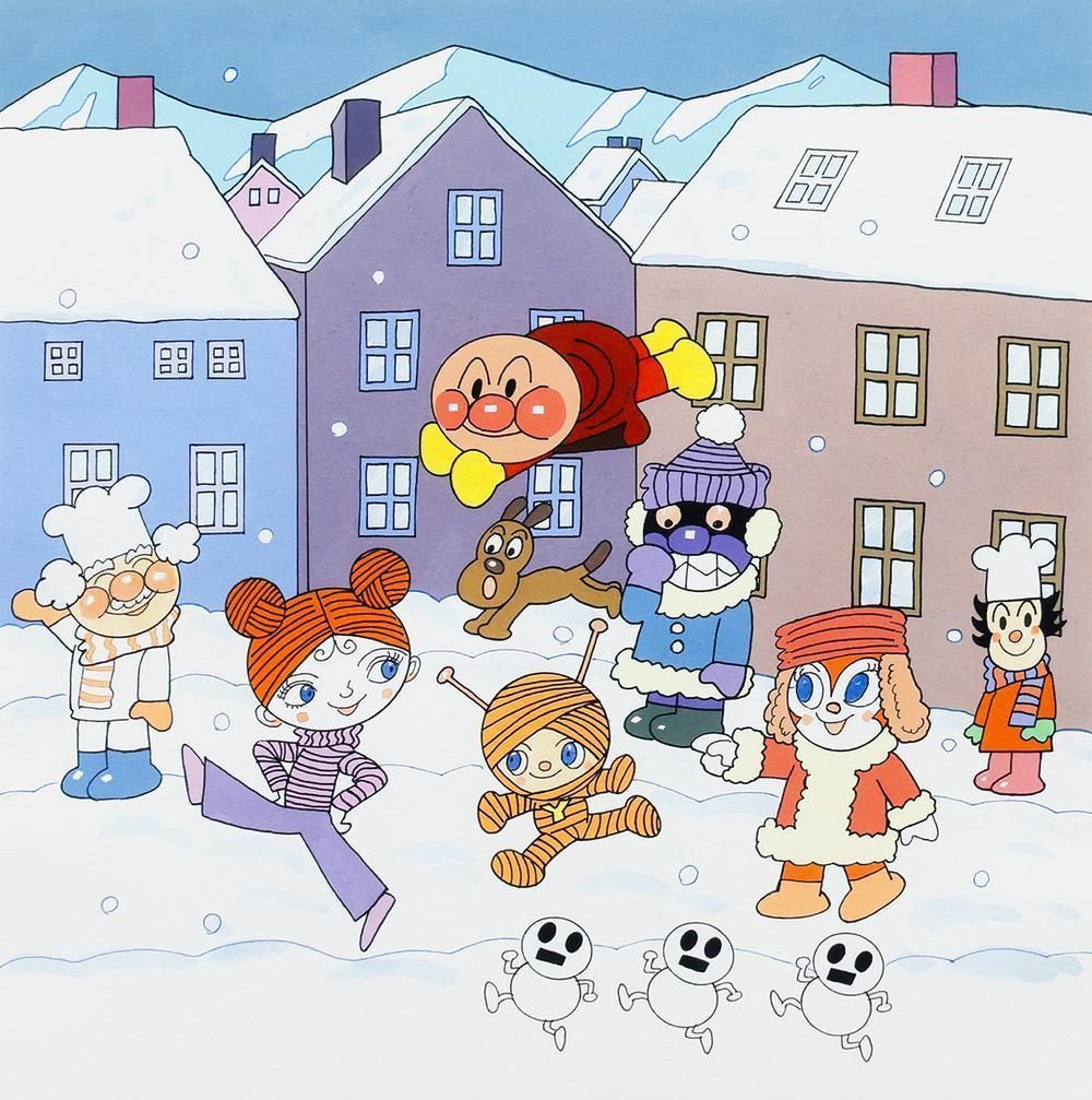 真作】【WISH】やなせたかし 先生直筆サイン！「雪降る広場であそぼう