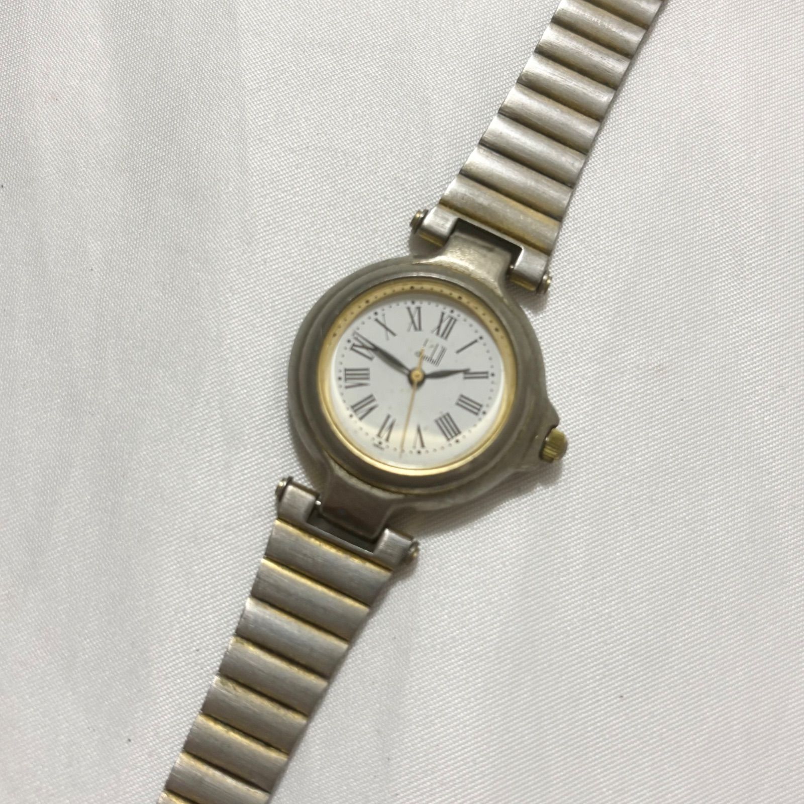 送料無料】Dunhill/ダンヒル/クォーツ腕時計/ホワイト×シルバー/電池