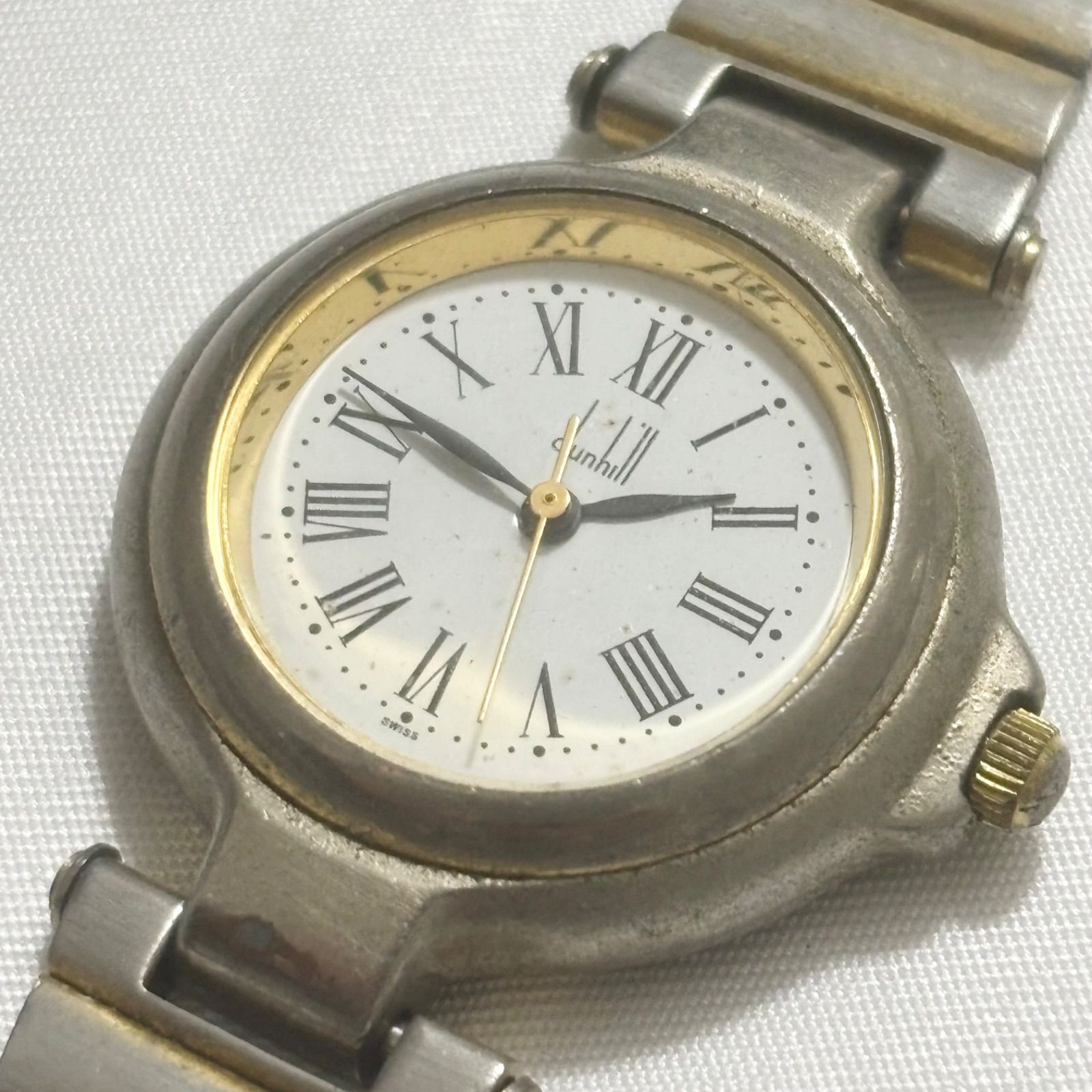 送料無料】Dunhill/ダンヒル/クォーツ腕時計/ホワイト×シルバー/電池