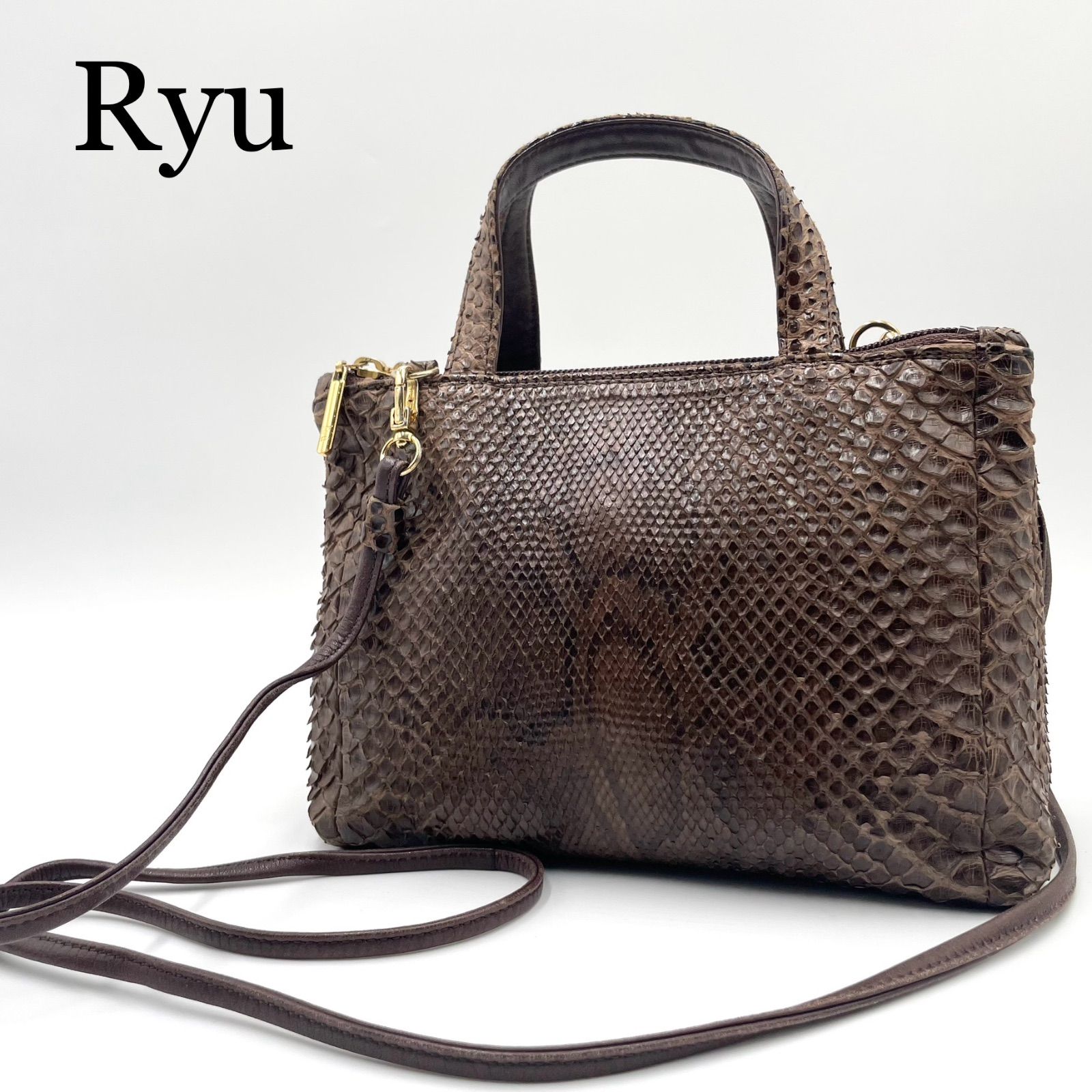 Ryu パイソン 2way ショルダーバッグ ハンドバッグ トートバッグ 