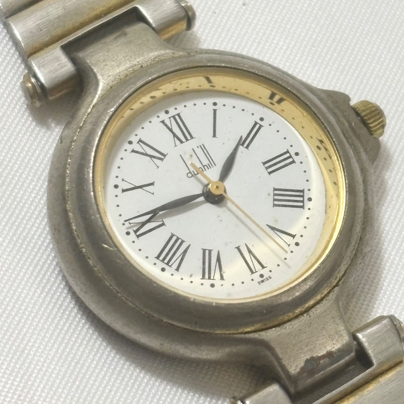 送料無料】Dunhill/ダンヒル/クォーツ腕時計/ホワイト×シルバー/電池