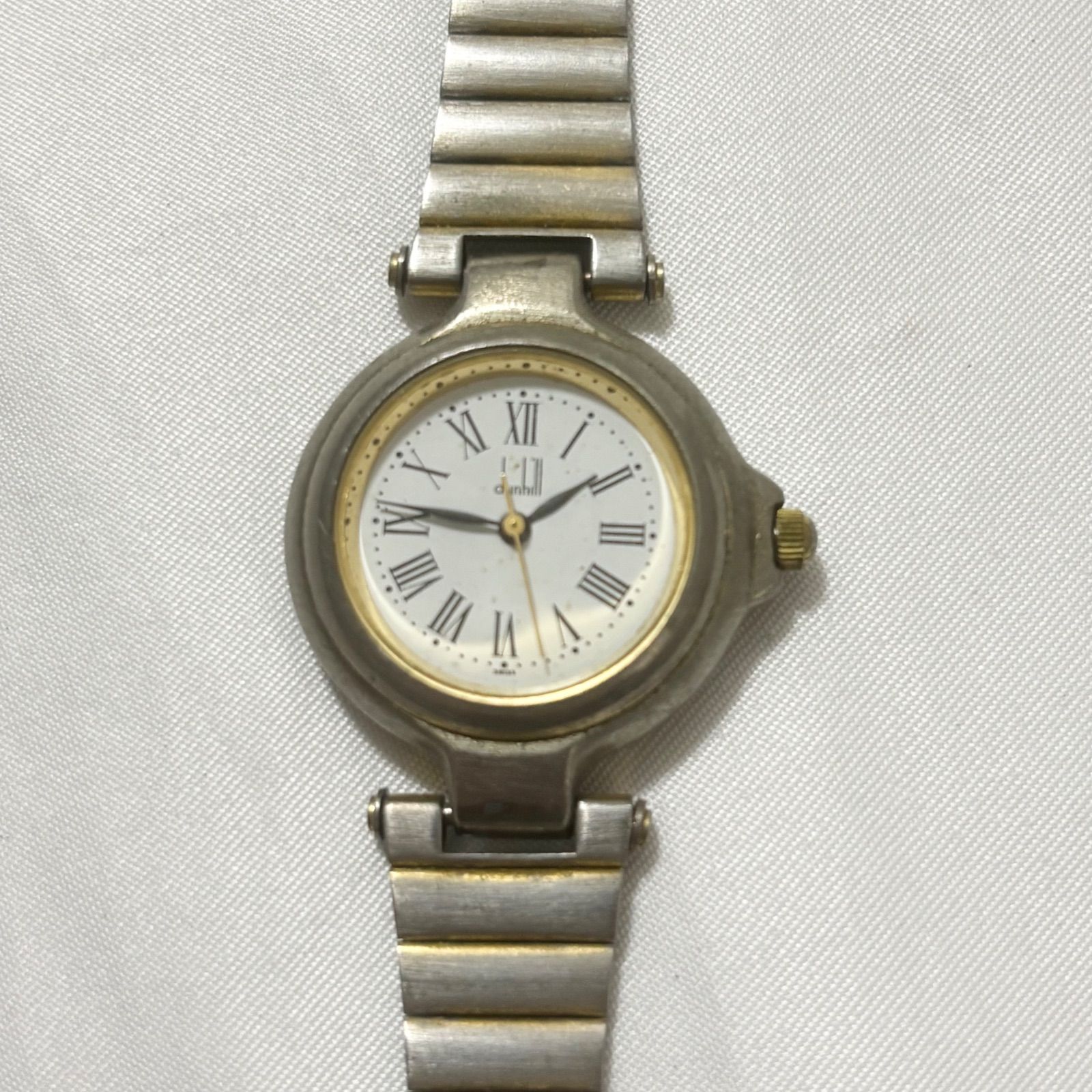 送料無料】Dunhill/ダンヒル/クォーツ腕時計/ホワイト×シルバー/電池