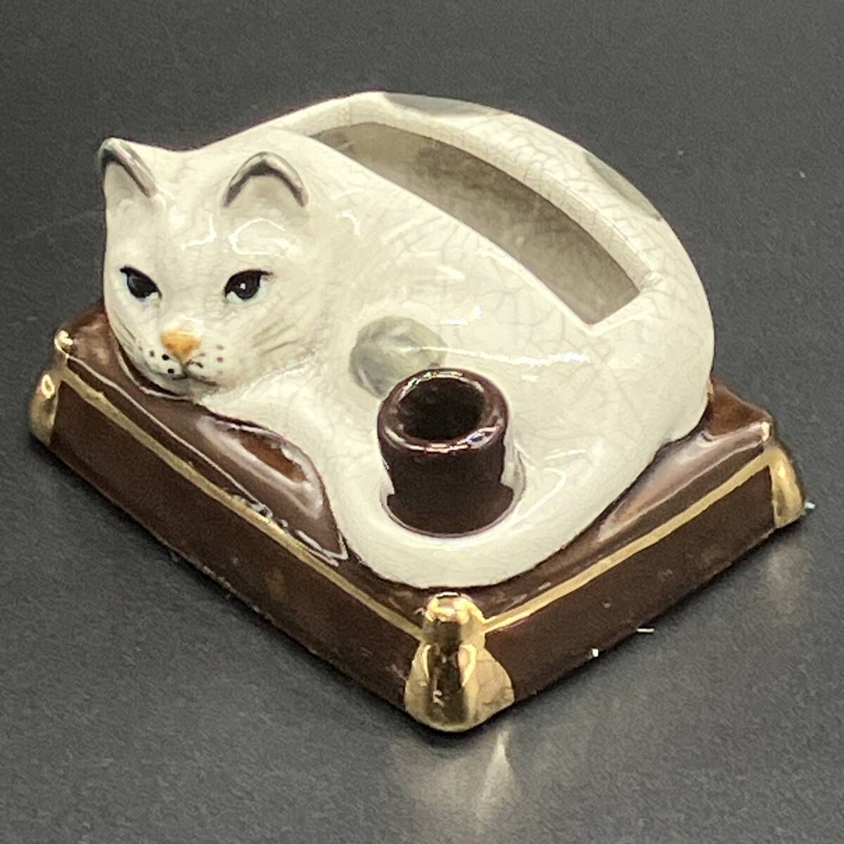 タカハシキャット 1970年代 日本猫 カードホルダー ペンスタンド 陶器