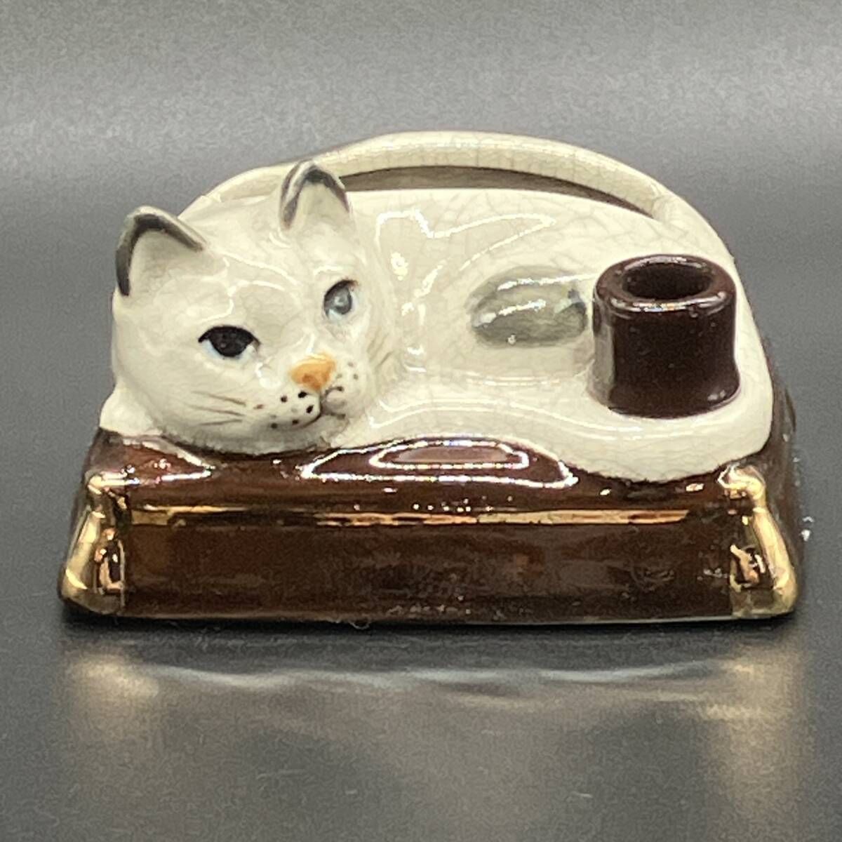 タカハシキャット 1970年代 日本猫 カードホルダー ペンスタンド 陶器