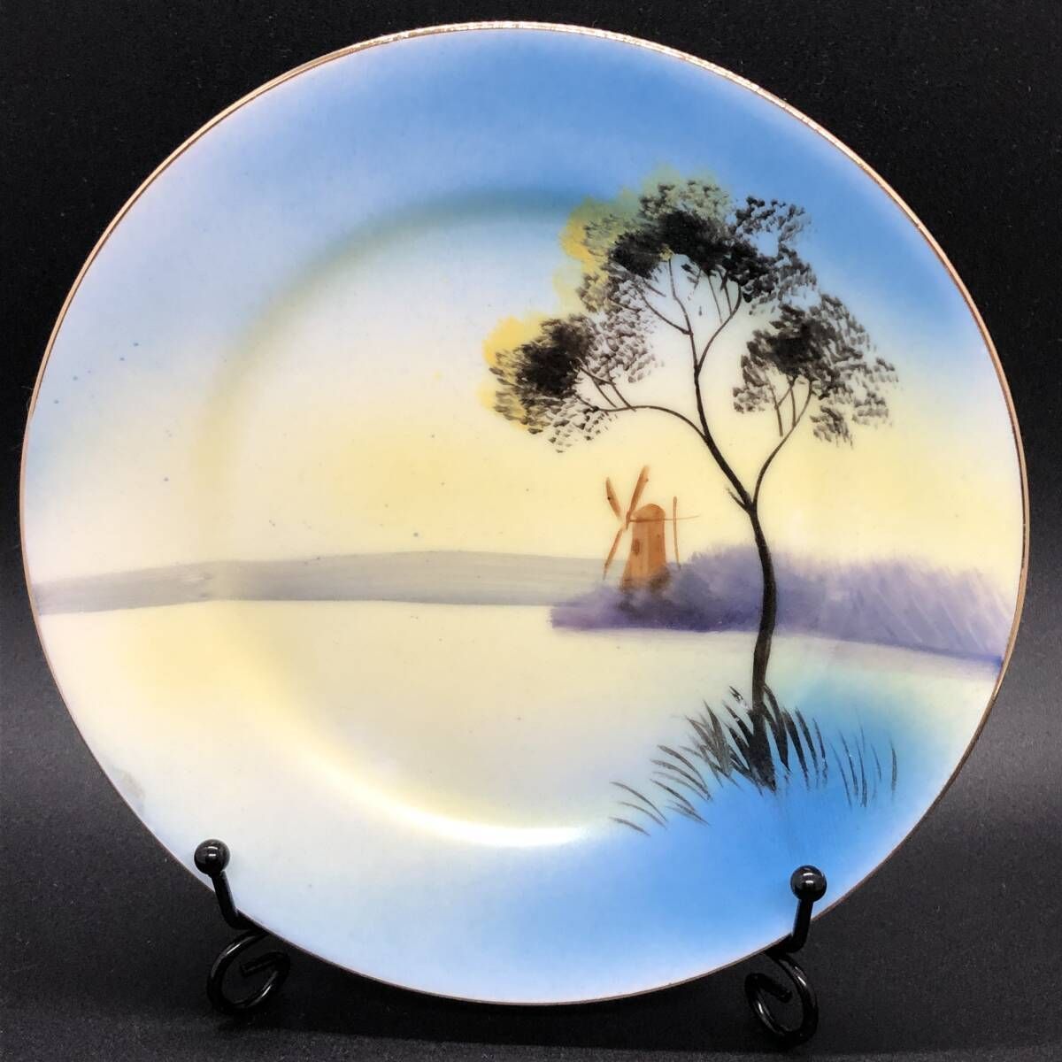 オールドノリタケ 金彩 風車湖畔風景図 キャビネットトリオ マルキ印