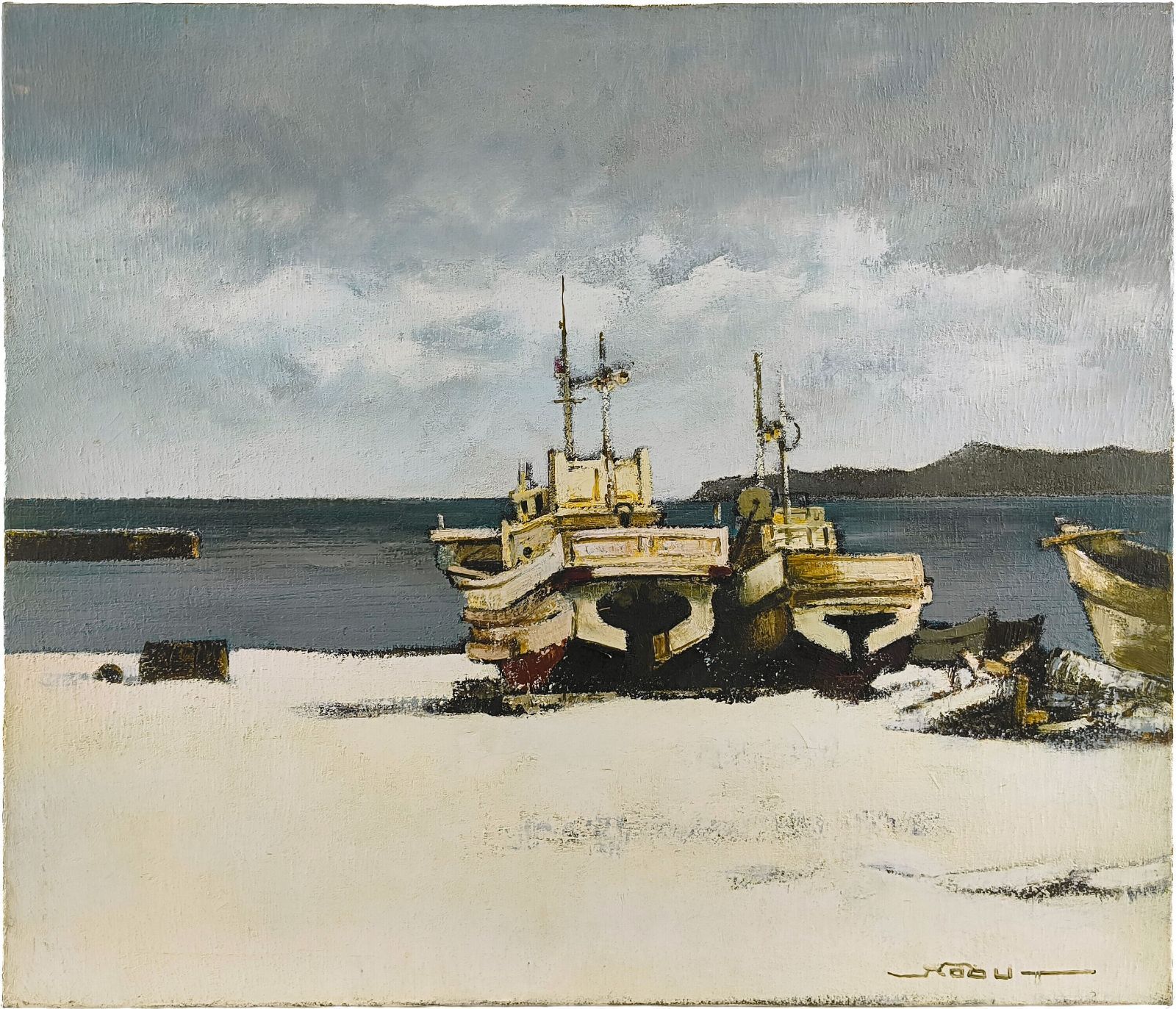 生田信行 「冬の浜 江差」 油絵・油彩画 絵画 - メルカリ