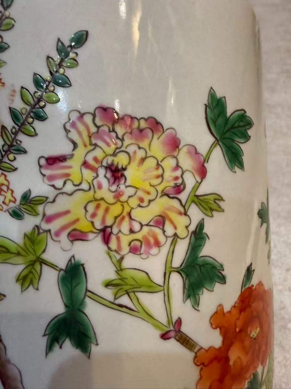 中国古玩 同治年製 粉彩 四季花卉紋 筆筒 植木鉢 飾壺 骨董品 古美術