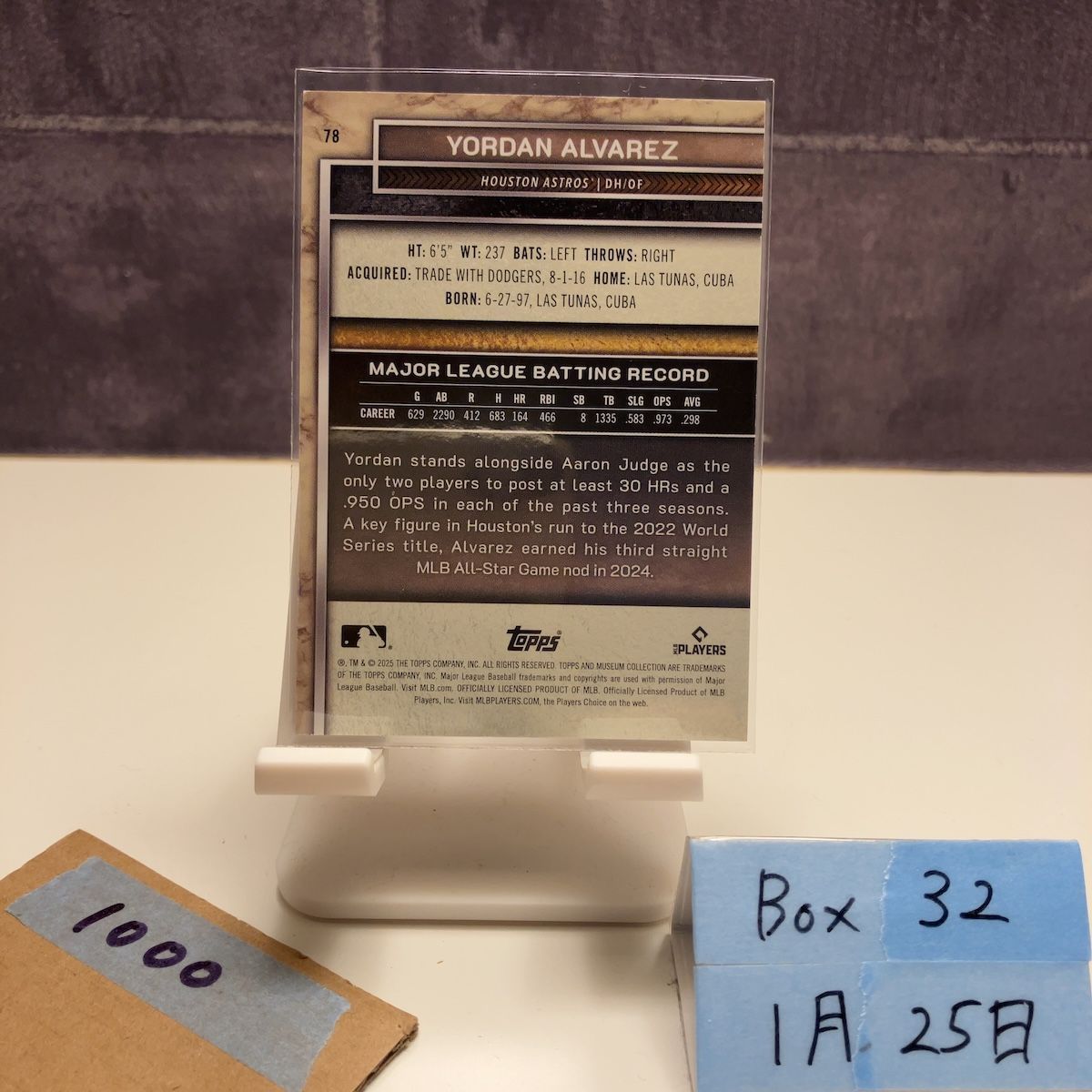2025 Topps Museum Collection Yordan Alvarez 145/249 Houston Astros