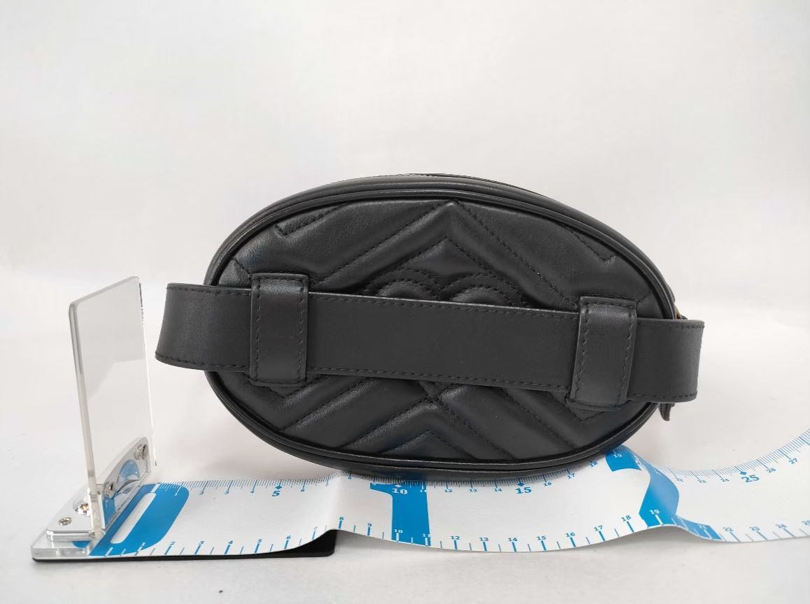 39】GUCCI グッチ GGマーモント ウエストバッグ レザー ブラック