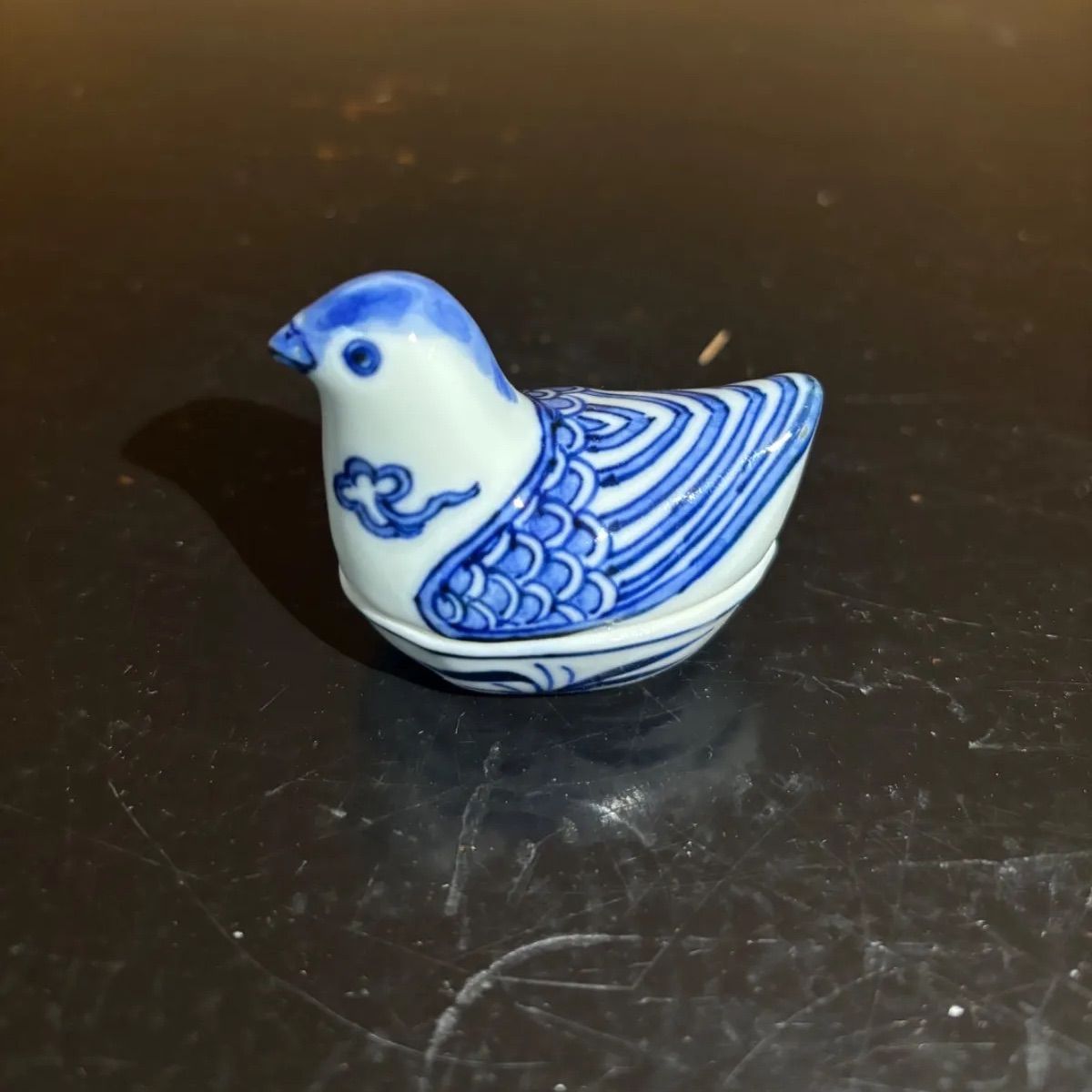 京焼 高野昭阿弥造 都鳥 染付 香合 共箱 陶器 陶芸 工芸品 伝統工芸