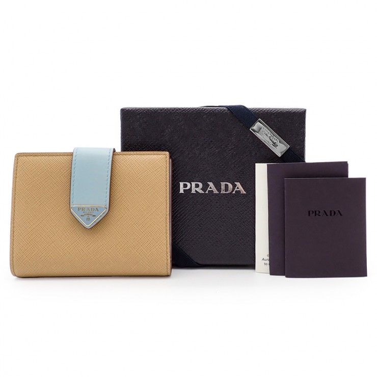 未使用品 PRADA プラダ サフィアーノタブ 二つ折り財布 1MV204