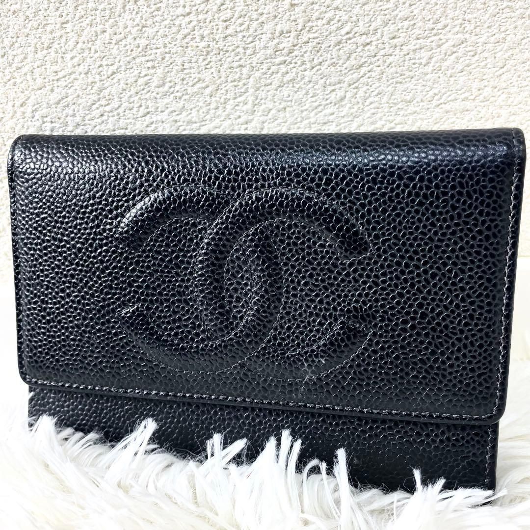 シャネル CHANEL 三つ折り財布 ココマーク ブラック 黒 レザー - メルカリ