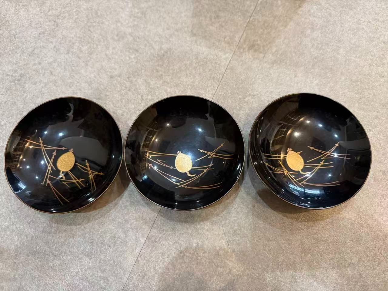 極美品】輪島塗 黒塗 松葉松の実蒔絵 吸物椀 20客組 共箱付 天然木