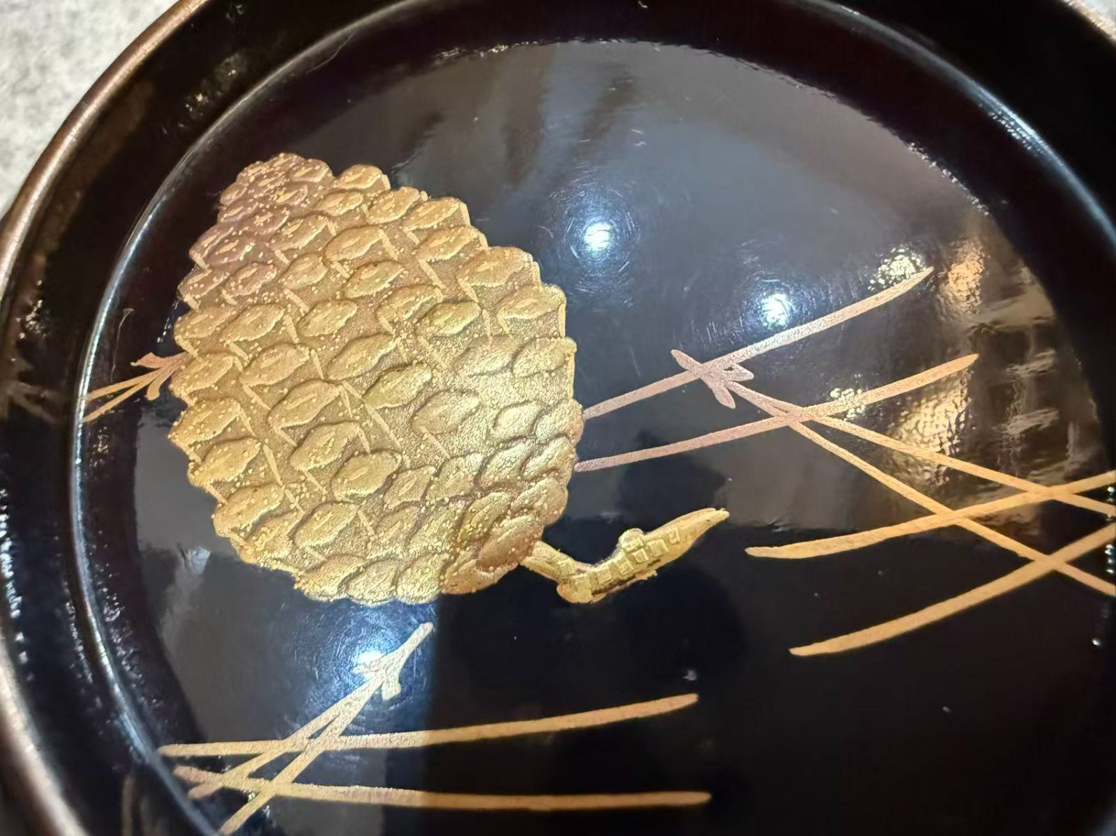 極美品】輪島塗 黒塗 松葉松の実蒔絵 吸物椀 20客組 共箱付 天然木