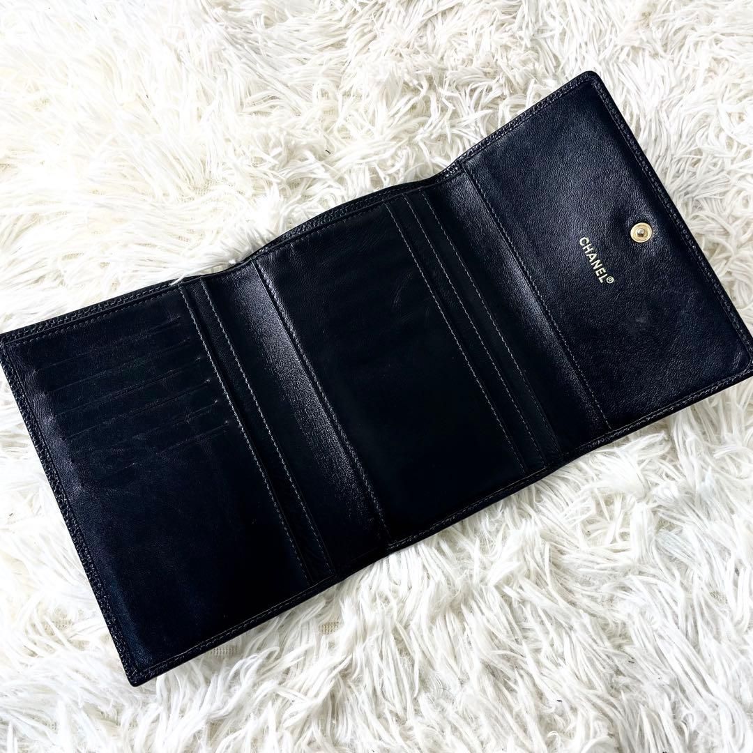 シャネル CHANEL 三つ折り財布 ココマーク ブラック 黒 レザー - メルカリ