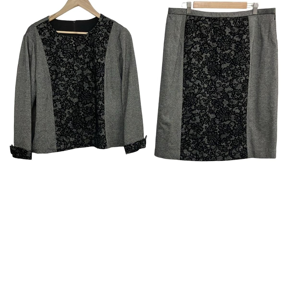 Leilian(レリアン) スカートセットアップ レディース美品 - グレー×黒
