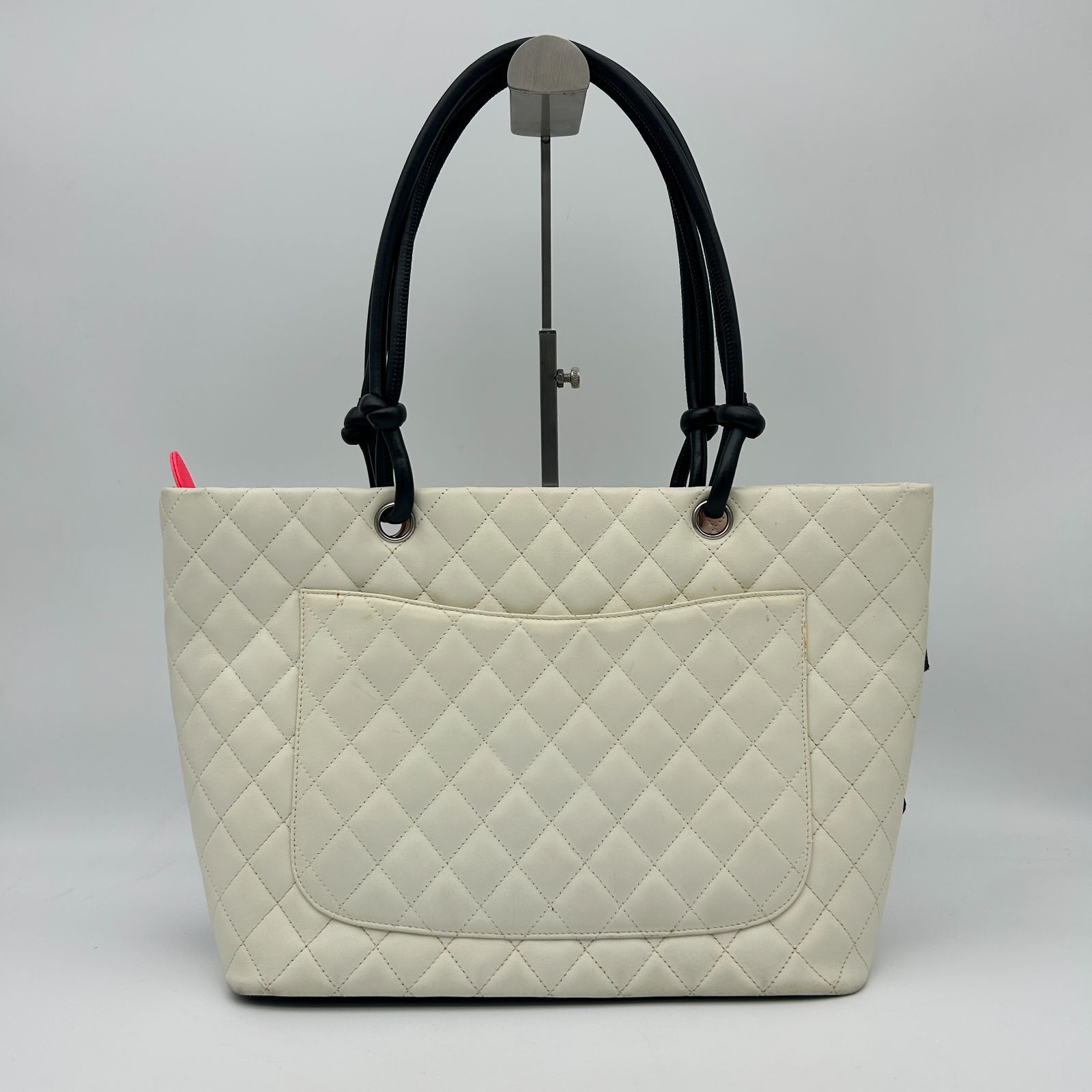 CHANEL シャネル トートバッグ カンボン ラムスキン ホワイト ブラック