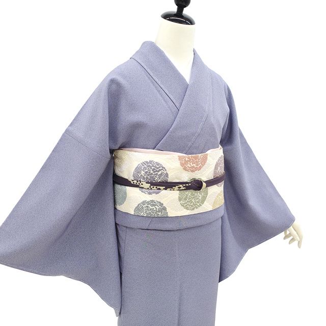 新古品】 江戸小紋 着物 未使用 正絹 袷 青紫 菊 セミフォーマル