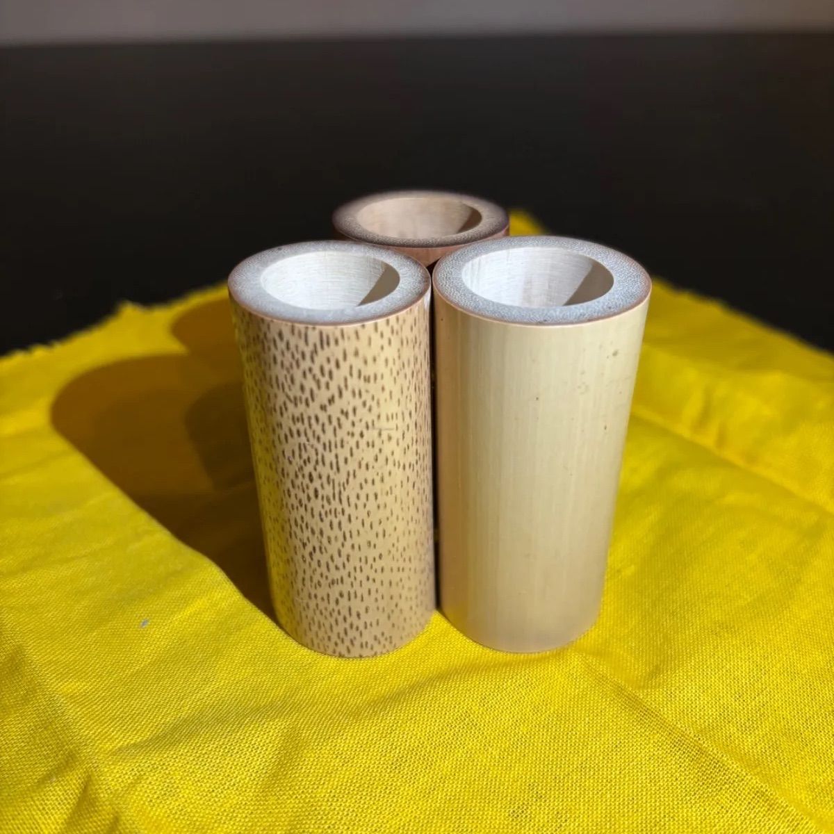 竹三ツ輪蓋置 宮下竹憲 共箱 共布 茶道具 蓋置 14代家元 而妙斎宗匠好