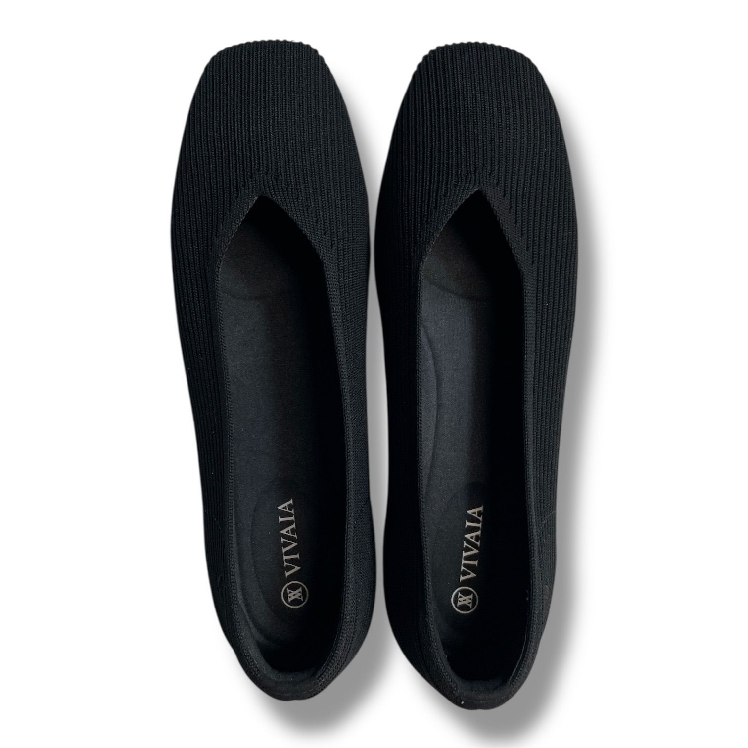 美品 VIVAIA ビバイア スクエアトゥフラットシューズ ニットシューズ