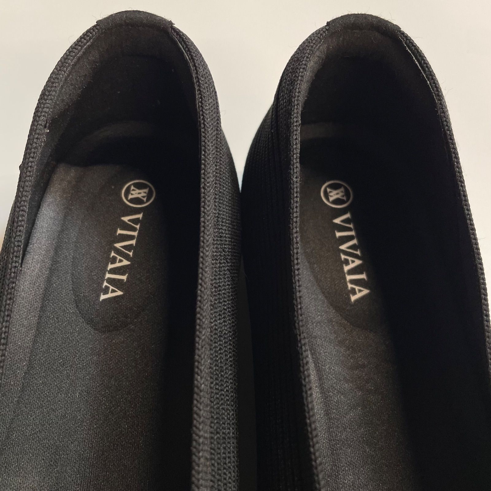 美品 VIVAIA ビバイア スクエアトゥフラットシューズ ニットシューズ