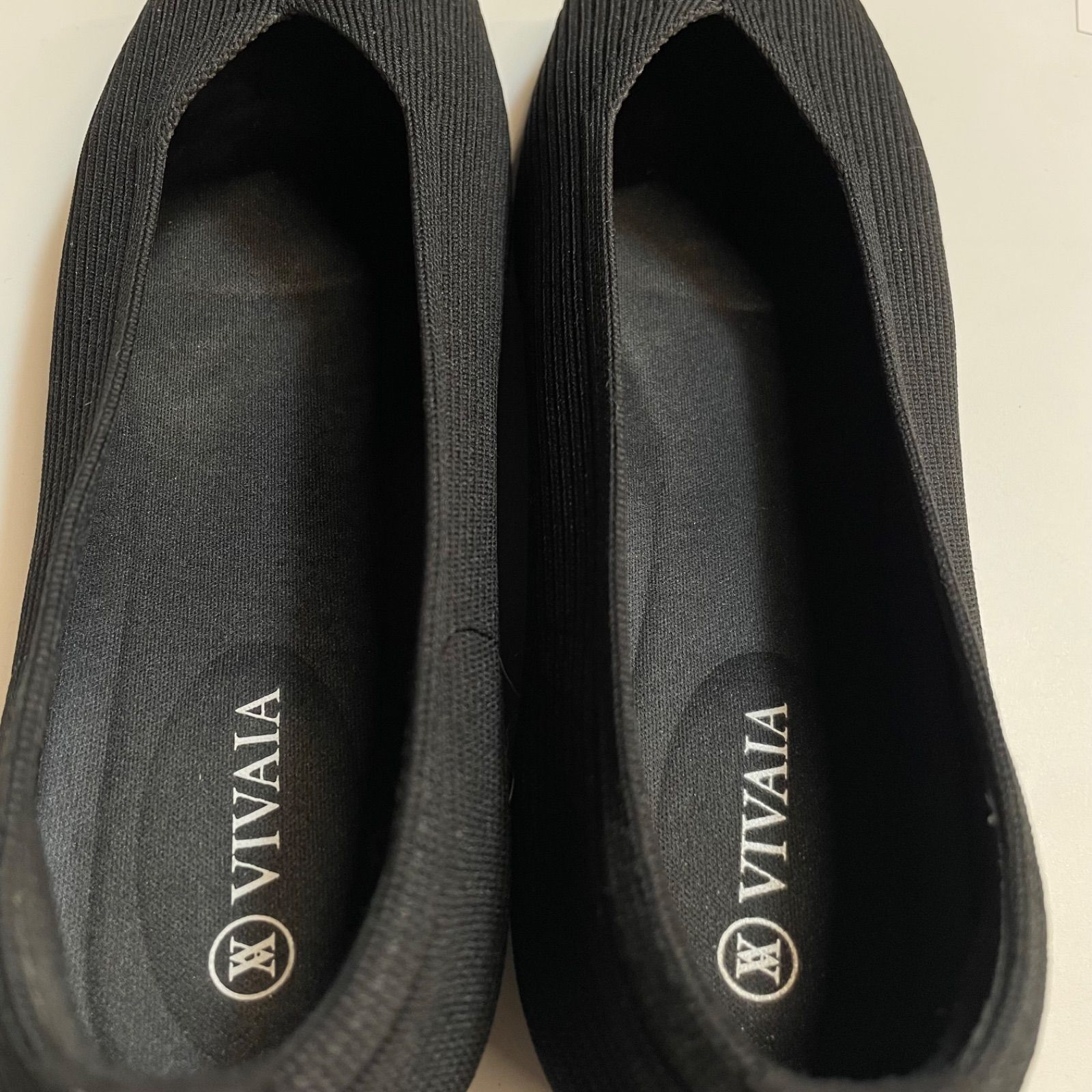 美品 VIVAIA ビバイア スクエアトゥフラットシューズ ニットシューズ