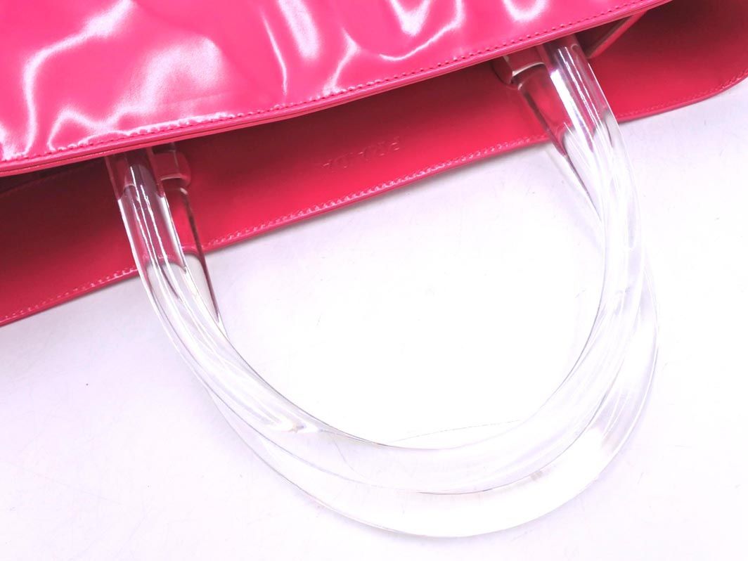 PRADA プラダ エナメル クリアハンドル トート バッグ PEONIA