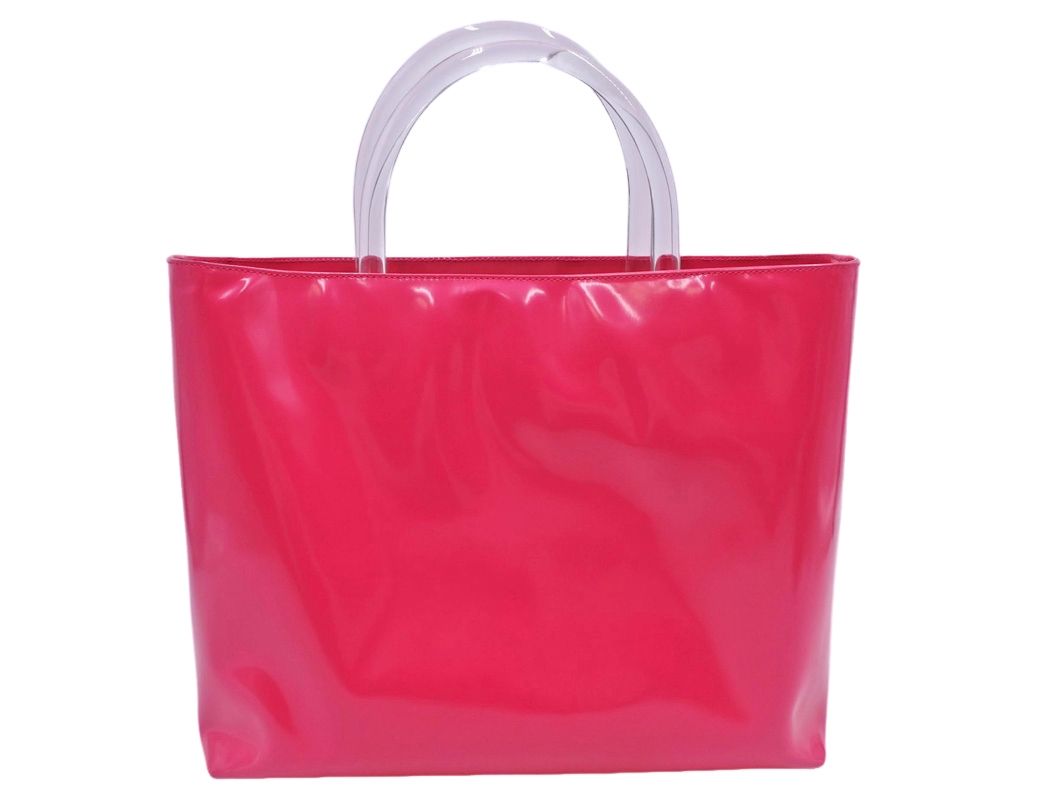PRADA プラダ エナメル クリアハンドル トート バッグ PEONIA