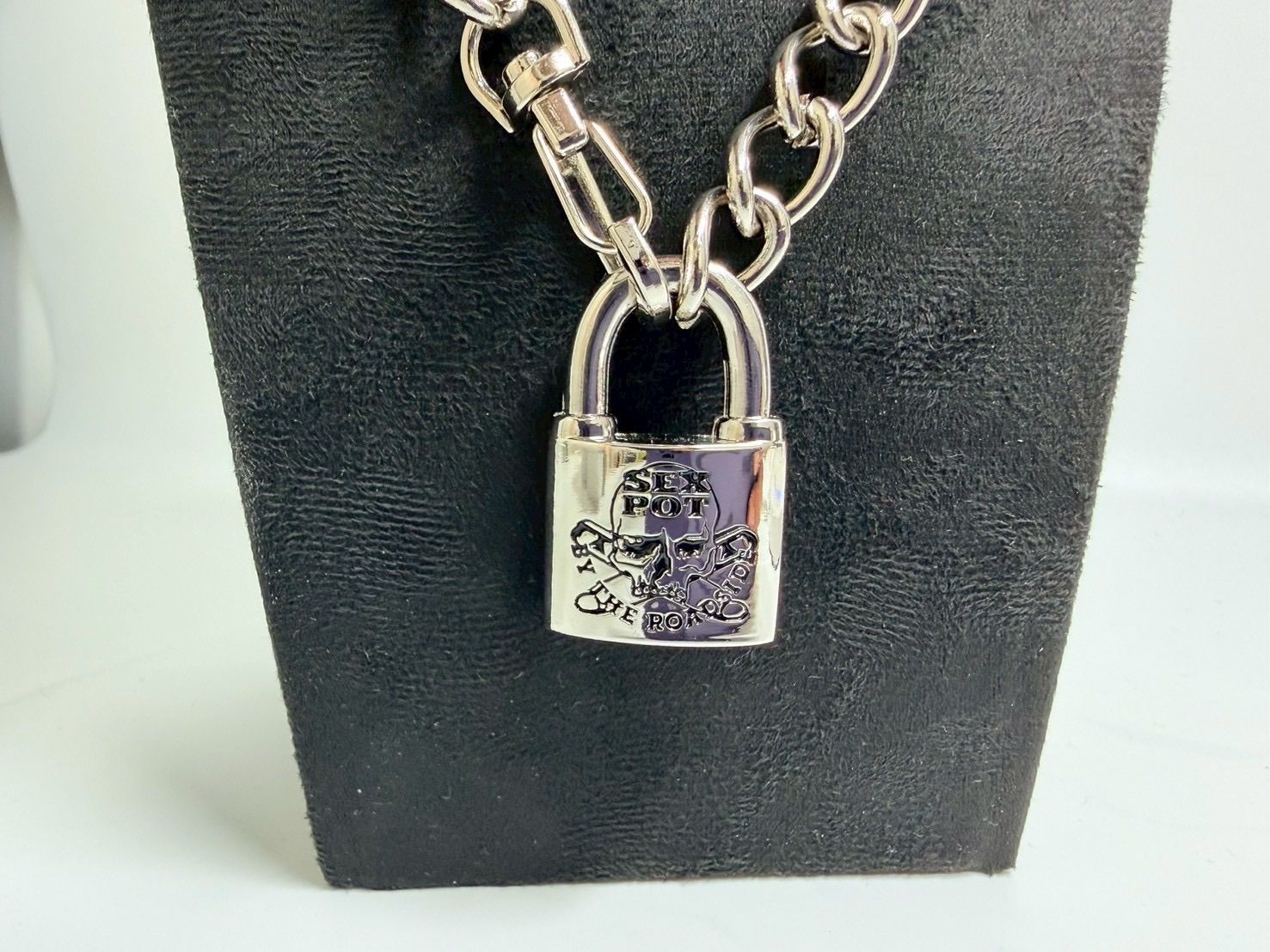SEXPOT】南京錠 チェーンネックレス シルバー パドロック スカル