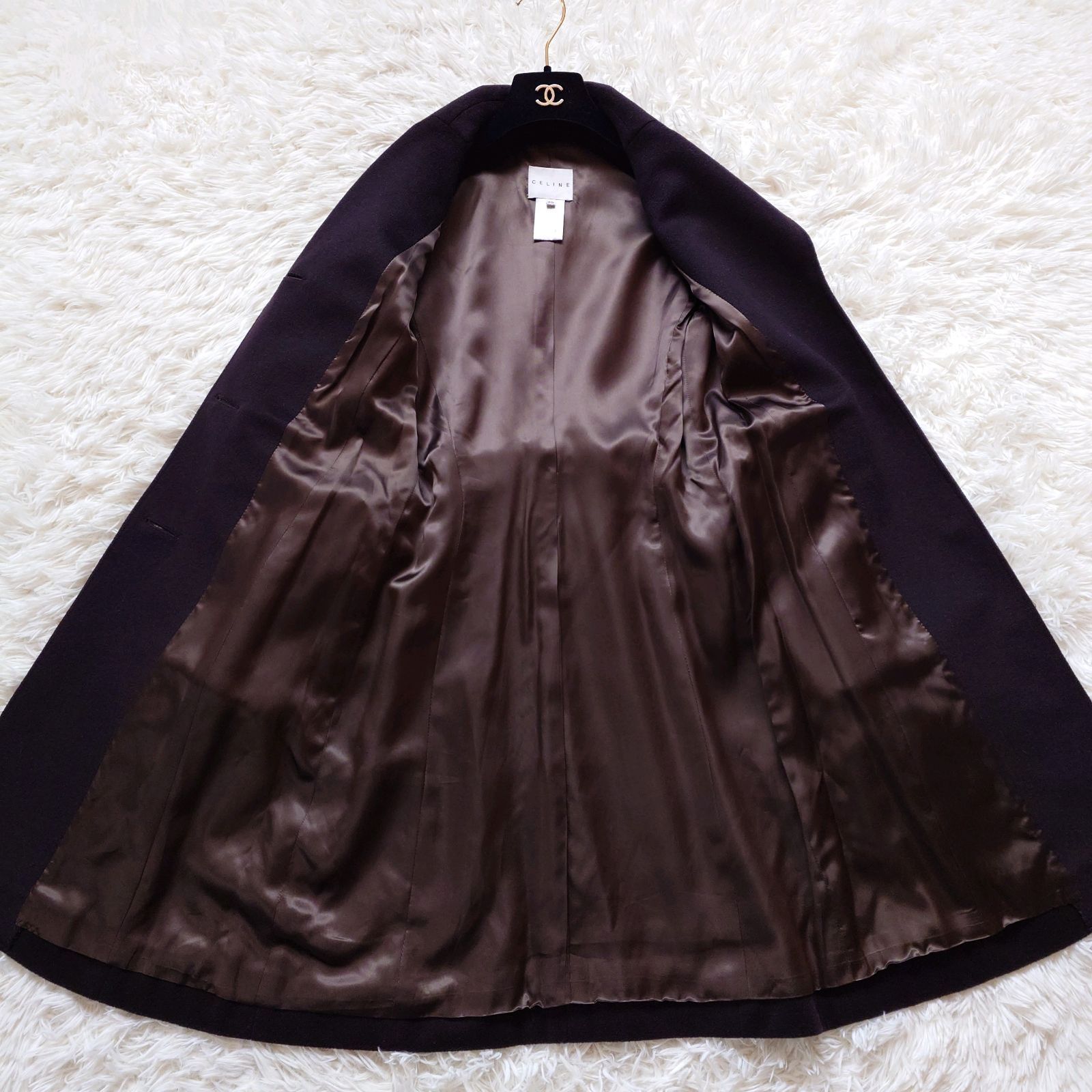 高級 セリーヌ CELINE カシミヤ ウール チェスターコート ロングコート