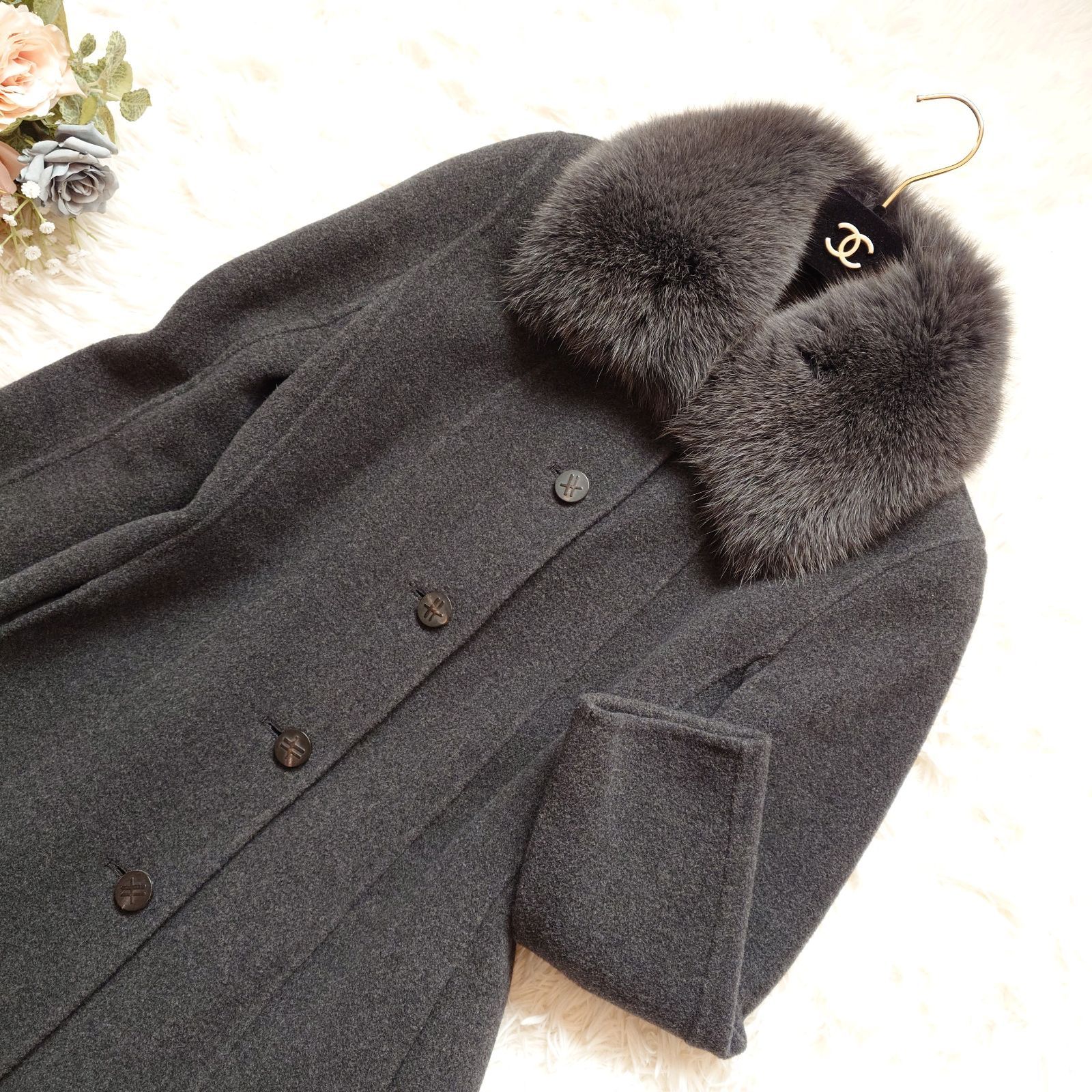 ハロッズ Harrods カシミヤ アルパカ リバーコート ロングコート