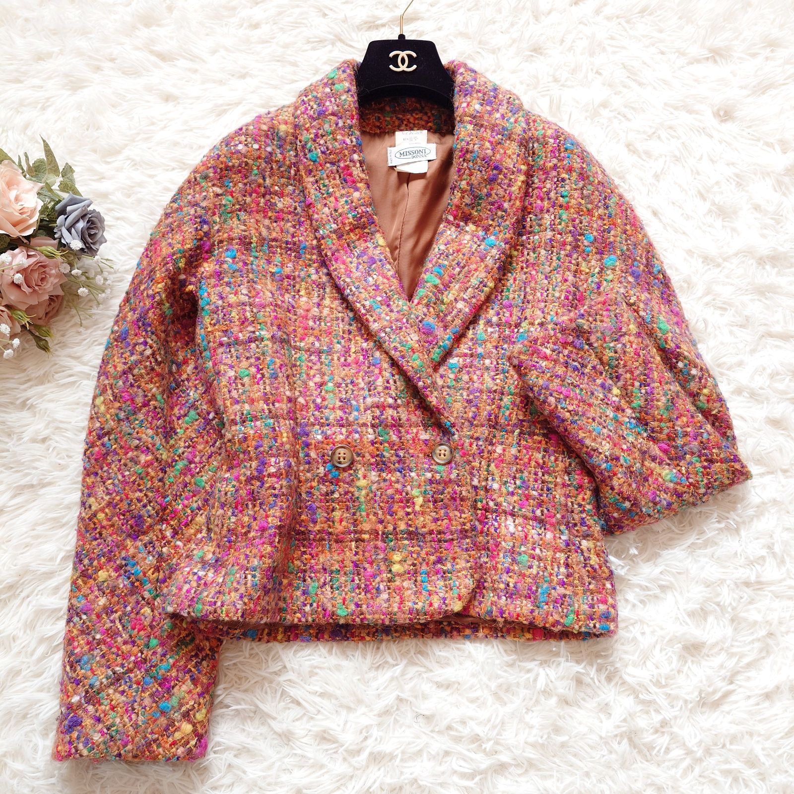 ミッソーニ MISSONI ツイード ジャケット ショート丈 短丈 Y2K ウール