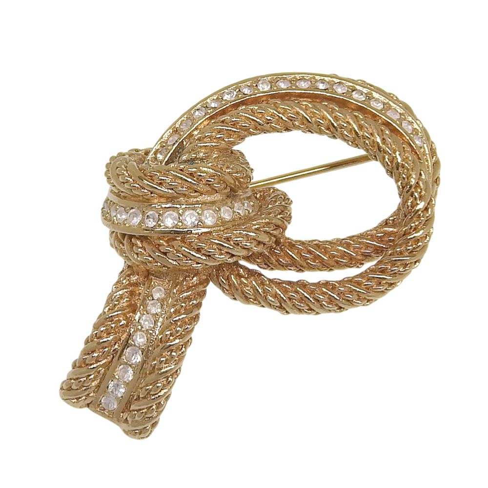 美品 CHRISTIAN DIOR クリスチャンディオール ラインストーン リボン