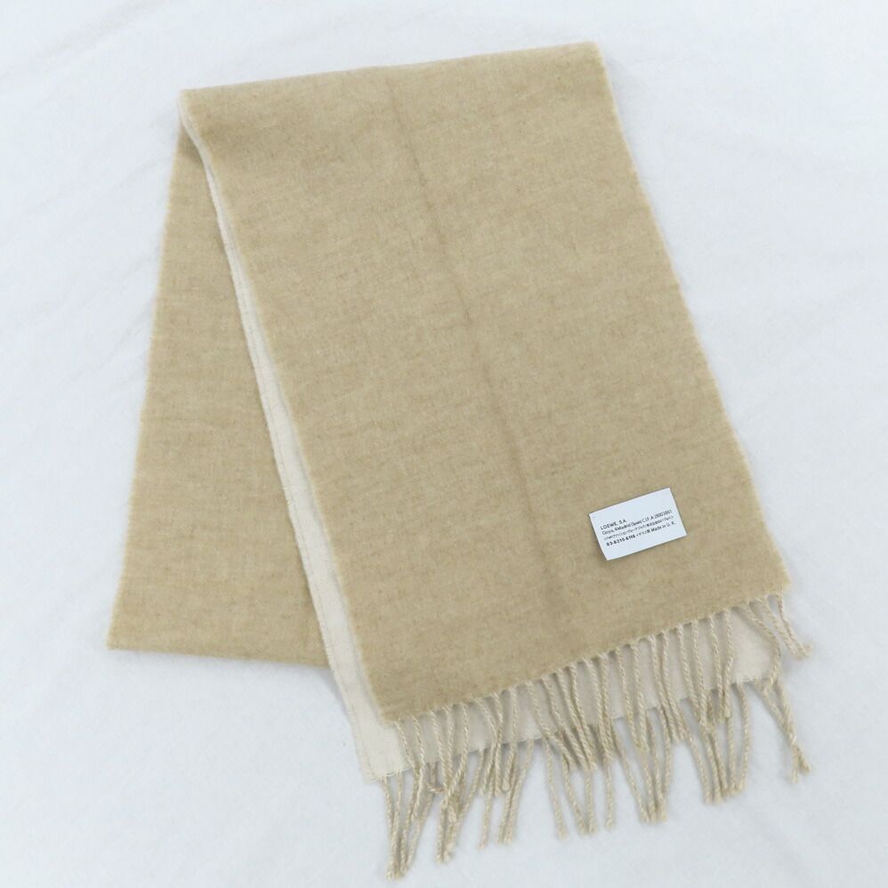 名古屋】ロエベ マフラー アナグラム アイボリー ベージュ ウール