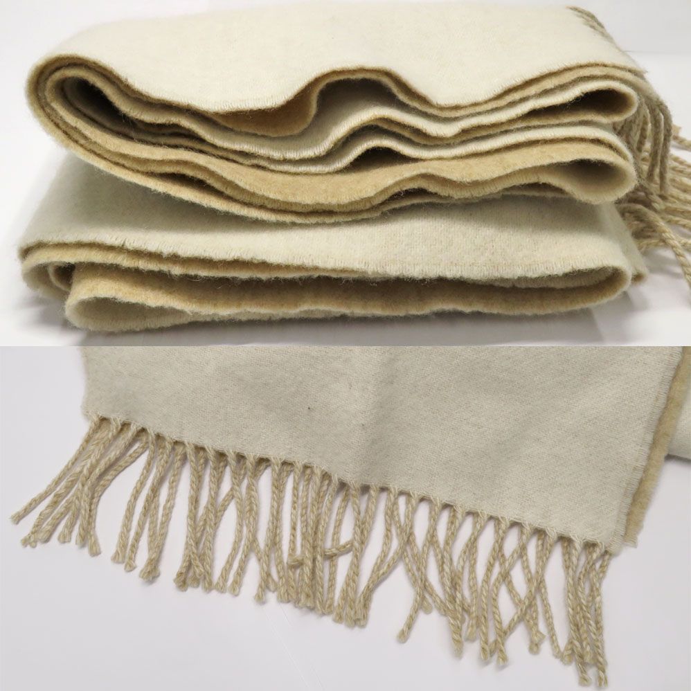 名古屋】ロエベ マフラー アナグラム アイボリー ベージュ ウール