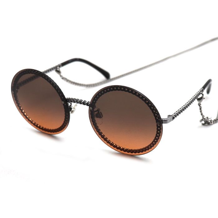 CHANEL シャネル チェーンフレーム サングラス ブラウン シルバー 4245