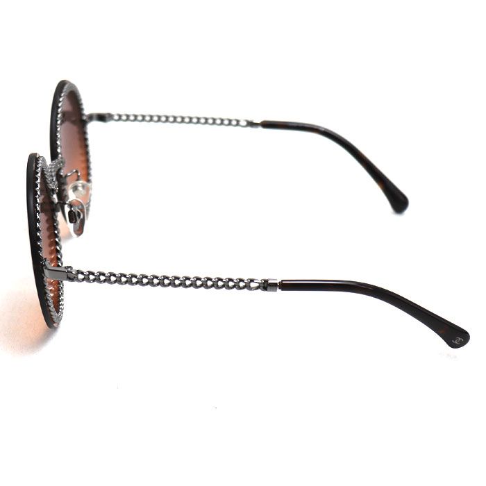 CHANEL シャネル チェーンフレーム サングラス ブラウン シルバー 4245