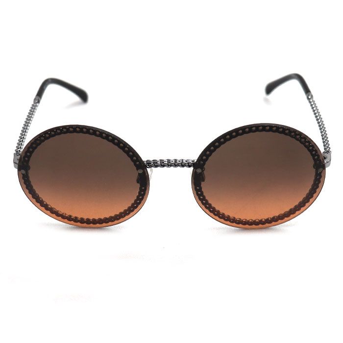 CHANEL シャネル チェーンフレーム サングラス ブラウン シルバー 4245