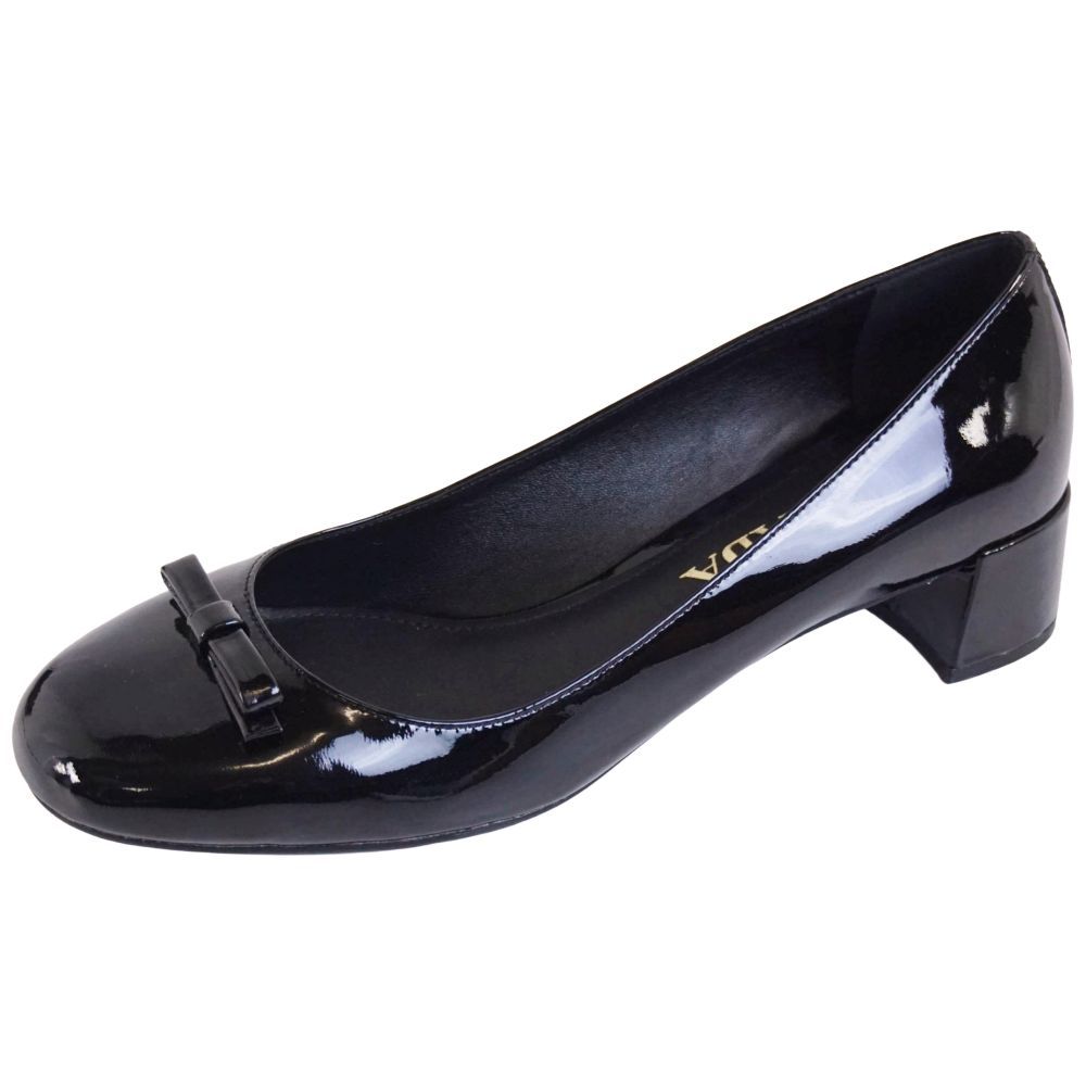 未使用 プラダ PRADA パンプス リボン エナメルレザー ヒール シューズ
