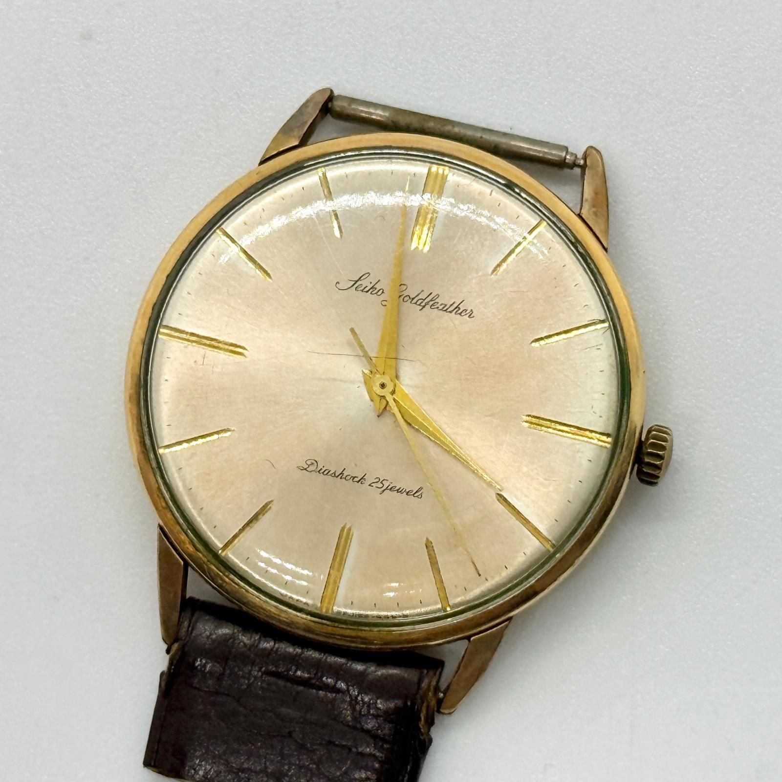 セイコー SEIKO ゴールドフェザー 手巻き メンズ 14K GF 