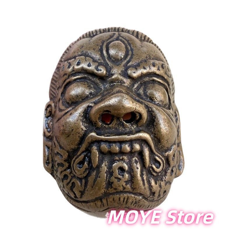 チベット式 イエロー 大黒天 マスク ペンダント 文玩 アクセサリー 吊